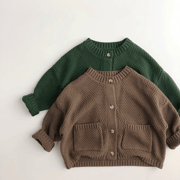 Kid Solid Color Knit Cardigan