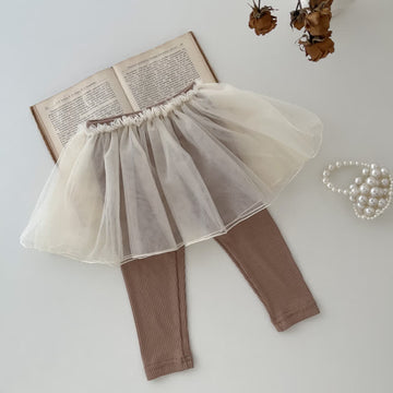 Baby Girl Skirted Tulle Khaki Leggings