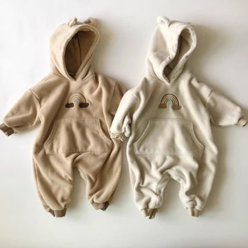 Baby Rainbow Bear Ear Hooded Romper