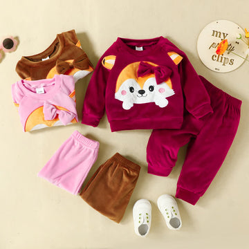 Baby 2-Piece Fleece Fox Bow Set