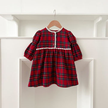 Toddler Red Plaid British Style Dress