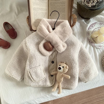 Baby Toddler Doll Lambswool Jacket with Scarf
