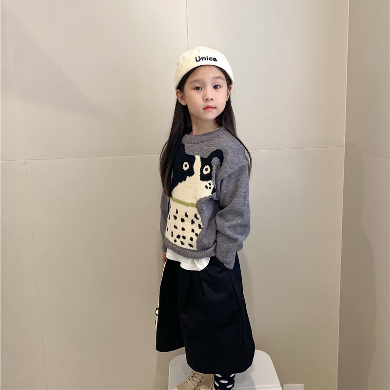 Toddler Design Grey Dog Knitted Sweater
