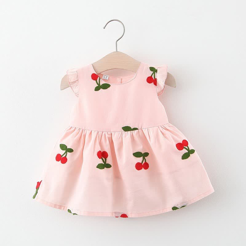 Baby Cherry Ruffle Sleeves Summer Dress