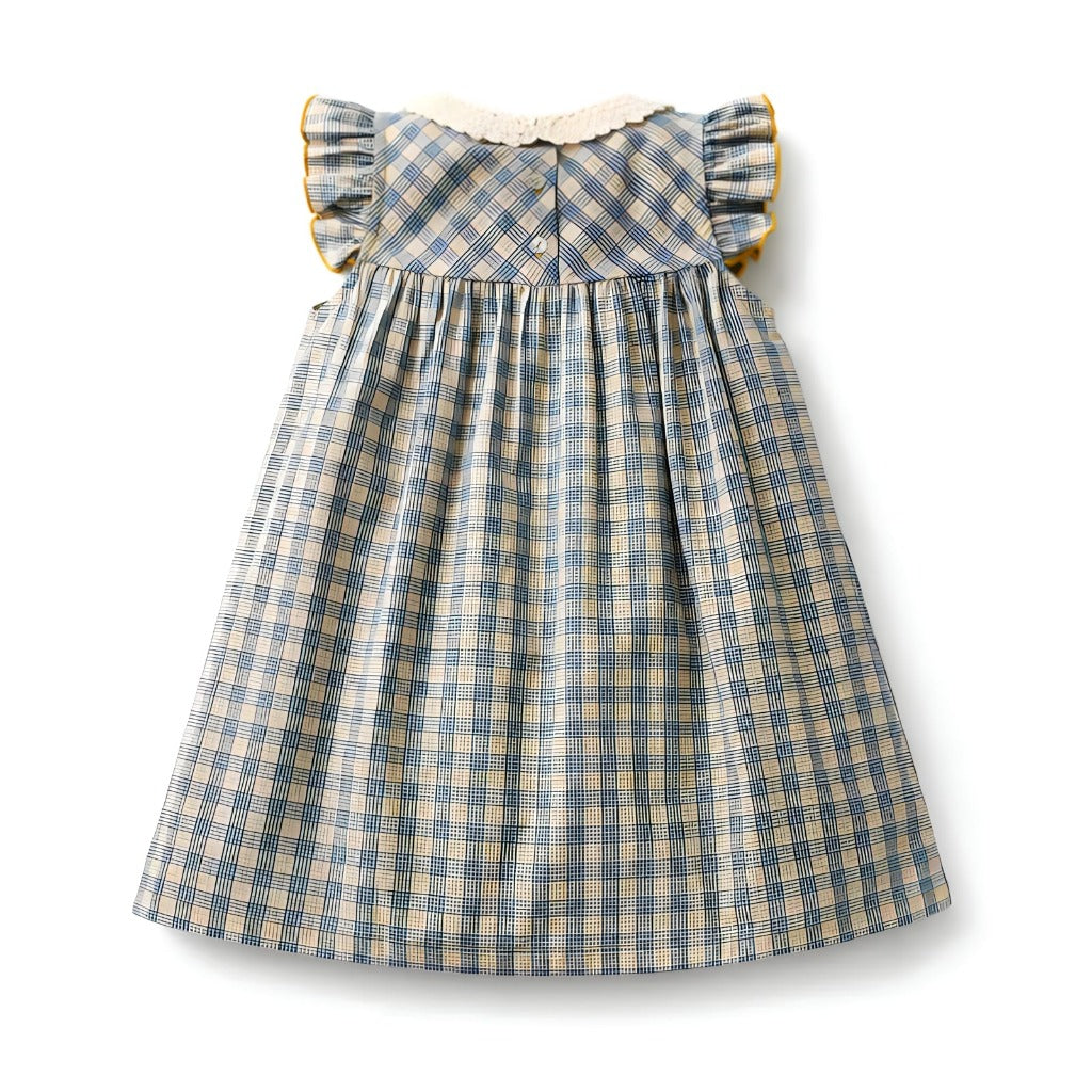 Vintage Casual Girls' Plaid Dress