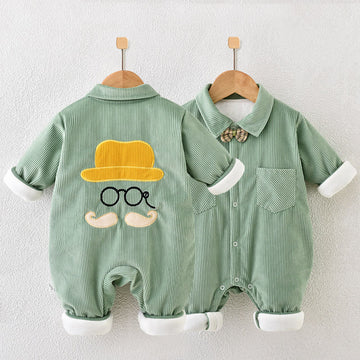 Baby Quilted Bow Moustache Romper