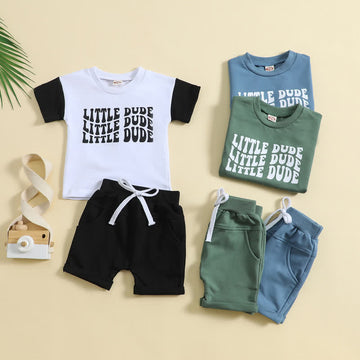 LITTLE DUDE Baby 2-Piece Slogan Set