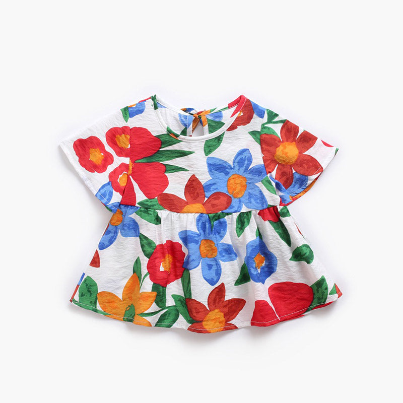 Baby Floral White Dress & Pants Set