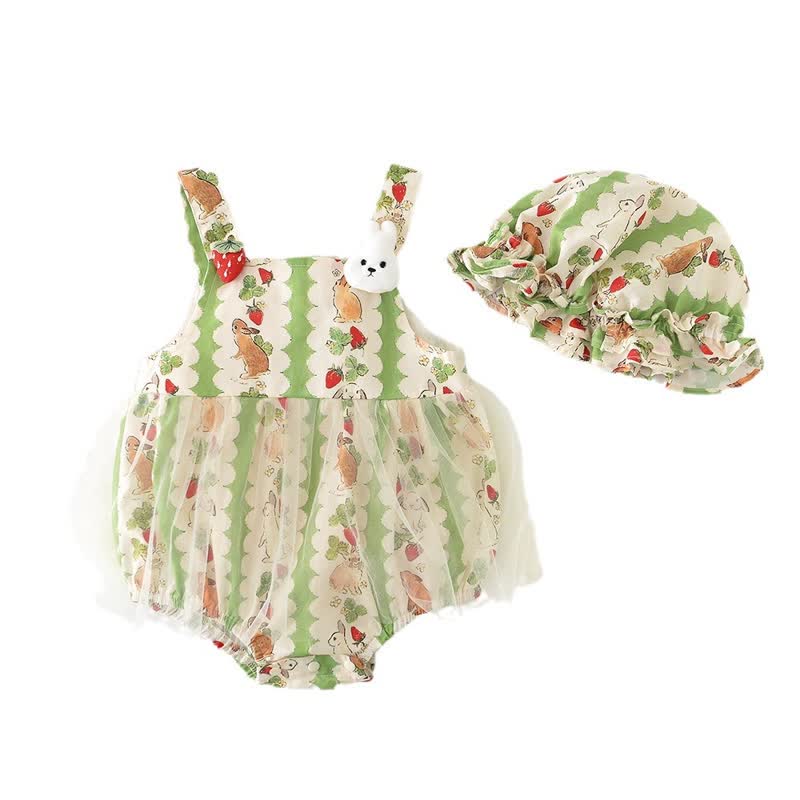 Baby Bunny Strawberry Bodysuit with Hat