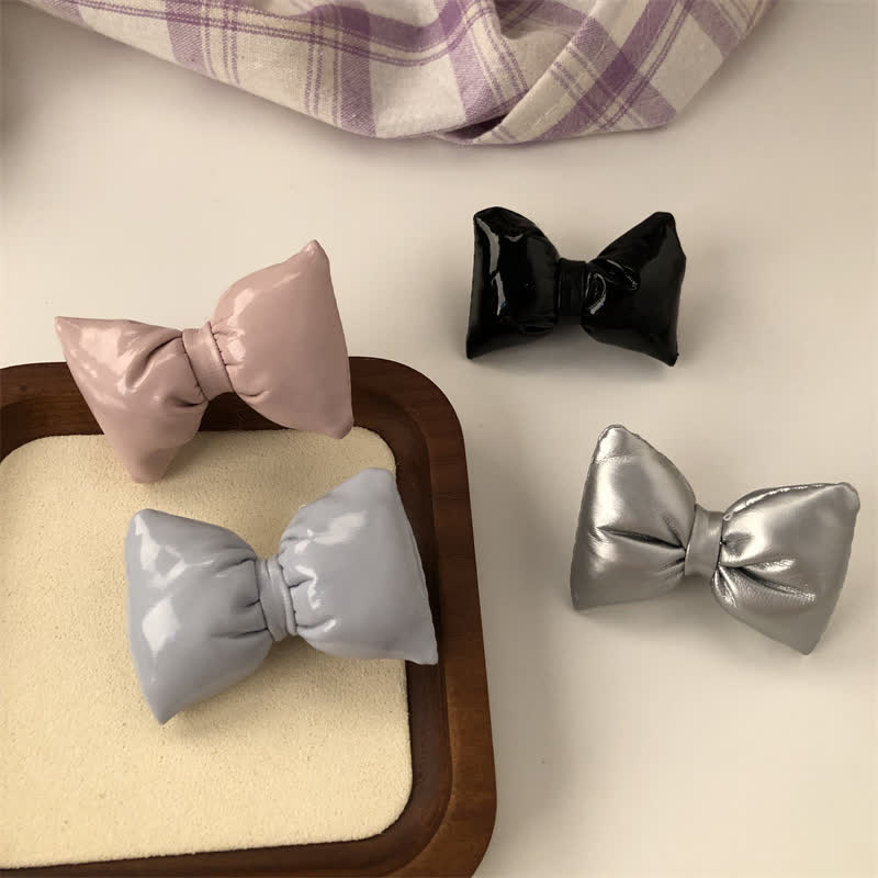 Baby PU Lovely Bow Hair Clips