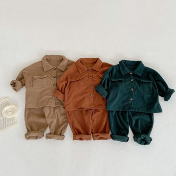 Toddler Solid Color Lapel Outerwear 2 Piece Set