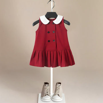 Red Classic Dress with White Collar