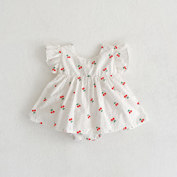 Baby Cherry Ruffled Backless Bodysuit