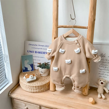 Baby 3D Bear Lovely Fleece Lined Romper