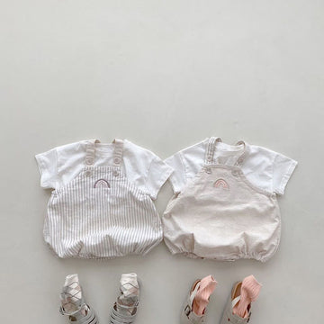 Baby Embroidered Rainbow Strap Overalls