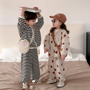 Toddler Bear Striped Cardigan 2 Pieces Set