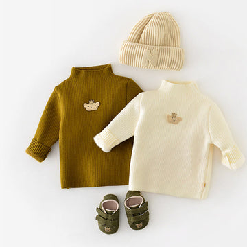 Baby Crown Bear Knitted High Collars T-shirt