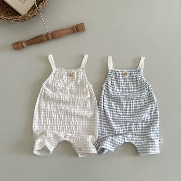 Baby Unisex Striped Strap Romper