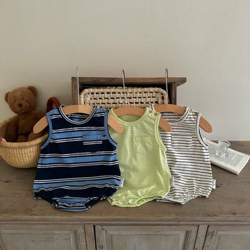 Baby Striped Sleeveless Loose Bodysuit