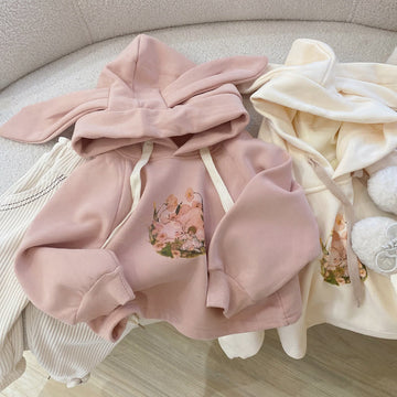 Toddler Girl Flower Bunny Ears Hoodie
