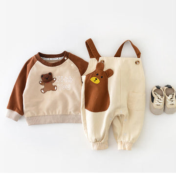 Baby Cartoon Bear Apricot Cute Overalls