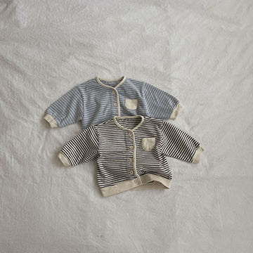 Baby Striped Crew Neck Loose Cardigan
