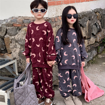 Toddler Moon Printed Sweatsuit 2 Pieces Set