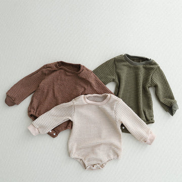 Baby Waffle Solid Color Bodysuit