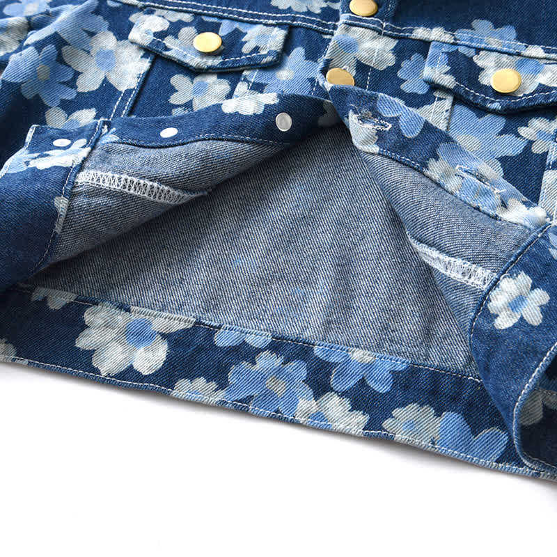 Baby Toddler Flower Denim Jacket and Pants Set