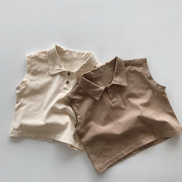 Toddler Boy Sleeveless Polo Collar T-Shirt
