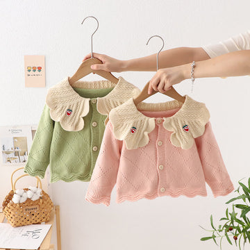 Toddler Strawberry Collar Knitted Cardigan