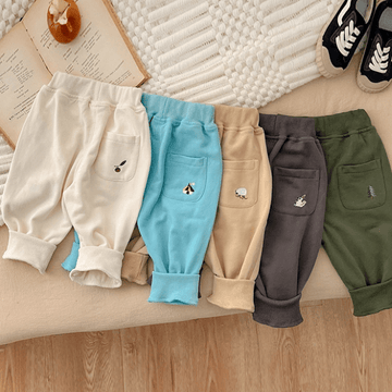 Baby Casual Embroidered Animal Jogger Pants