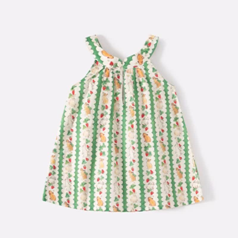 Toddler Girl Bunny Strawberry Halter Neck Dress