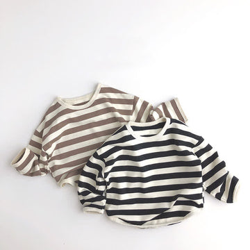 Baby Striped Crew Neck Casual Shirt