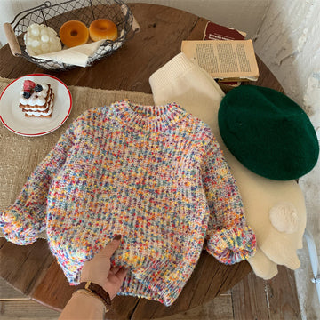 Toddler Girl Multicolor Knitted Fleece Sweater