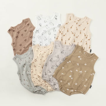 Baby Animal Sleeveless Crew Neck Bodysuit