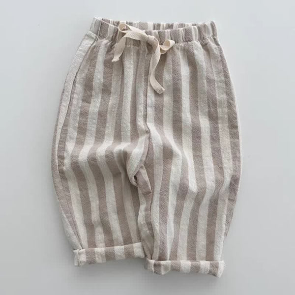 Baby Striped Drawstring Casual Pants
