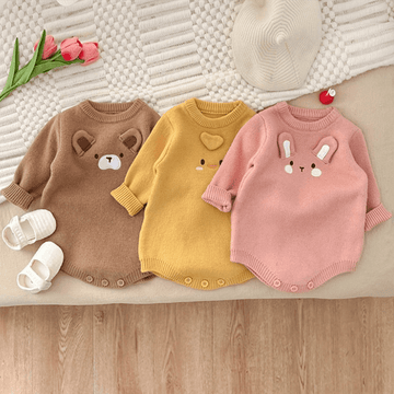 Baby Knitted Animal 3D Ears Bodysuit