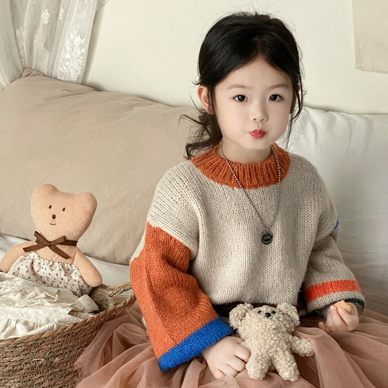 Toddler Girl Striped Knitted Sweet Sweater