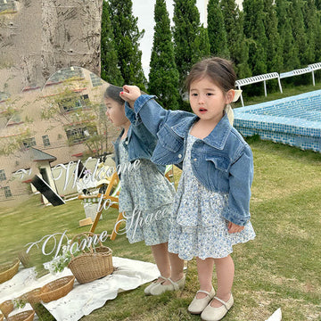 Toddler Girl Denim Jacket Floral Dress