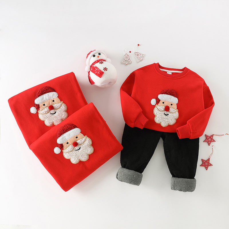 Family Matching Santa Claus Fleece Lined Sweatshirt