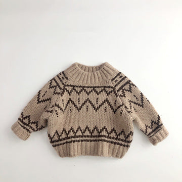 Toddler High Collar Knitted Design Retro Style Sweater
