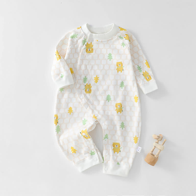 Baby Bear Bunny Plaid Seamless Romper