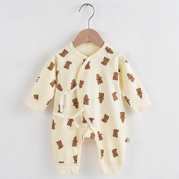 Baby Beige Bow Bear Kimono Romper