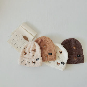BEAR Baby Embroidered Bear Lovely Plush Beanie