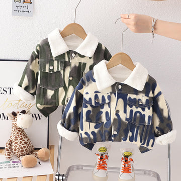 Toddler Boy Color Block Fleece Lined Warm Coat