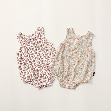 Baby Floral Crew Neck Sleeveless Bodysuit