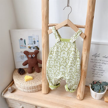 Baby Bear Green Cute Overalls