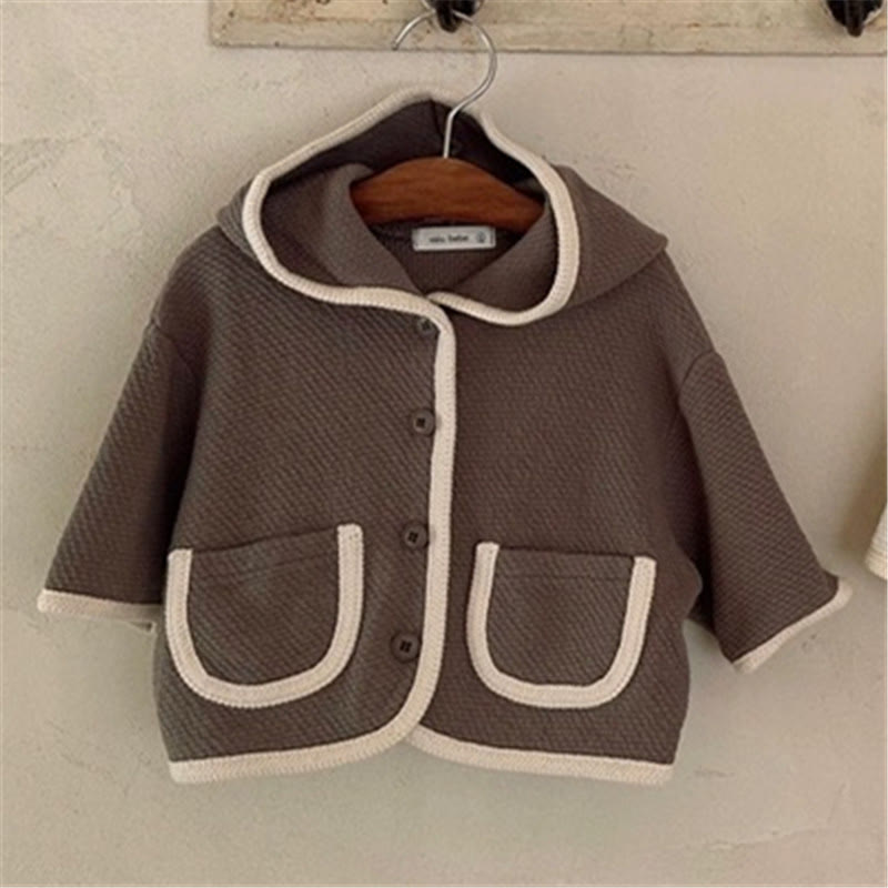 Toddler Earthy Color Hooded Button Pocket Coat