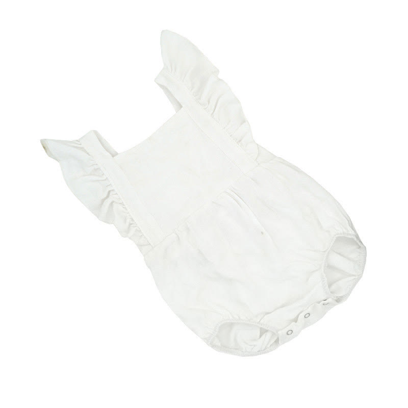 Baby Solid Color Ruffled Trim Bodysuit